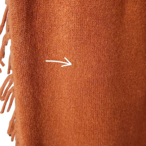 Fenn Wright Manson Cashmere Fringe Cardigan Orange Open Front Women's Medium - Picture 8 of 10